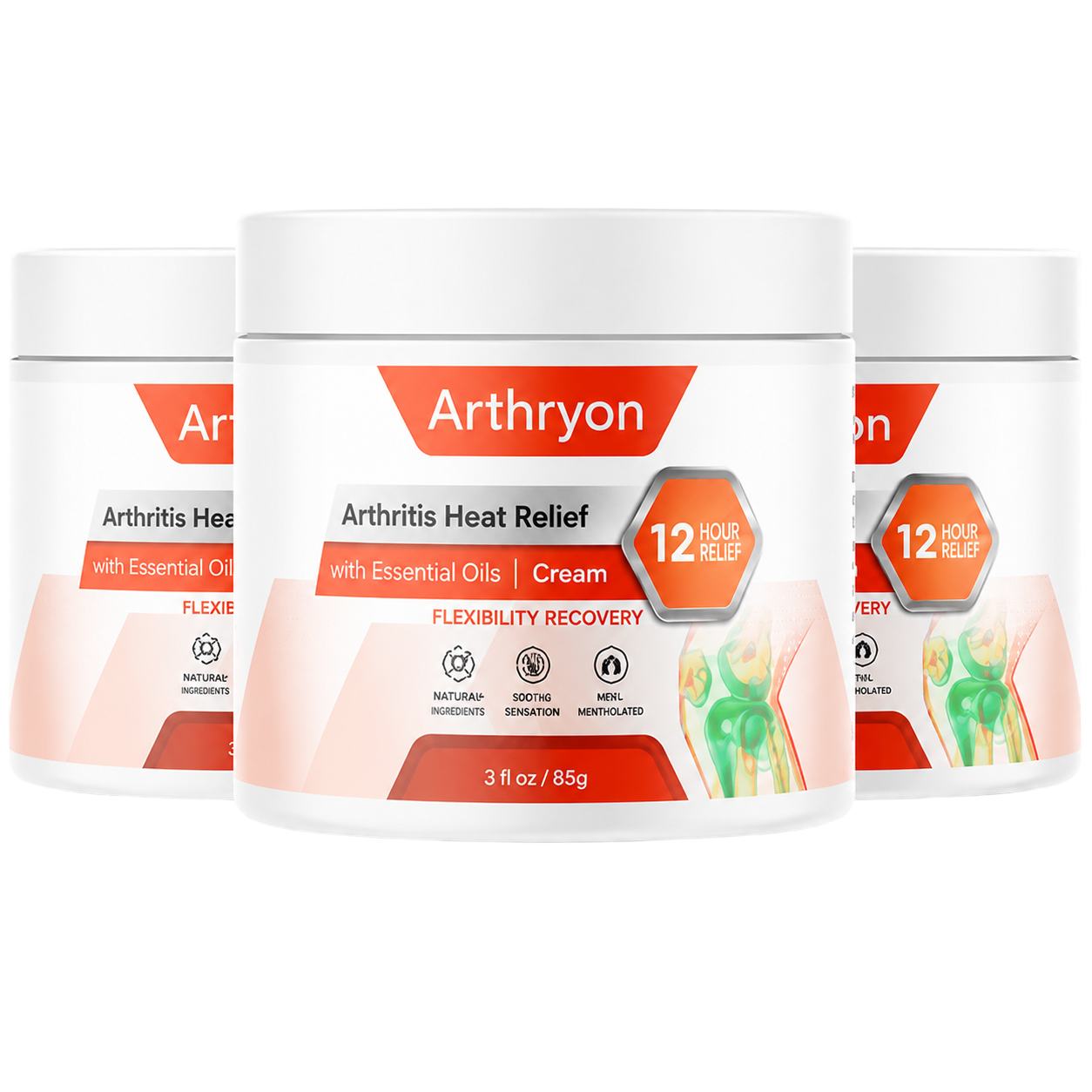 Arthryon Arthritis Heat Relief Cream — three jar bundle with capsaicin, camphor and arnica
